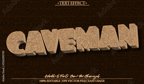 Caveman Vector Text Effect Editable Alphabet Stone Prehistoric