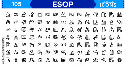 Modern ESOP Icons - High-Quality Graphics for Finance, Corporate Plans, and Employee Ownership Projects