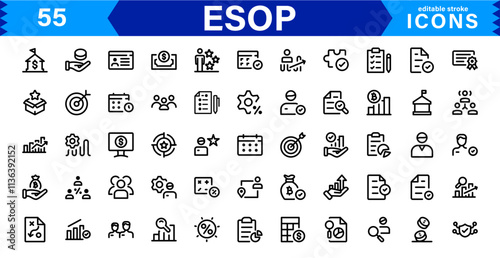 Modern ESOP Icons - High-Quality Graphics for Finance, Corporate Plans, and Employee Ownership Projects