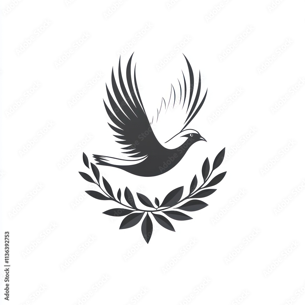 Fototapeta premium Dove with olive branch, peace symbol.