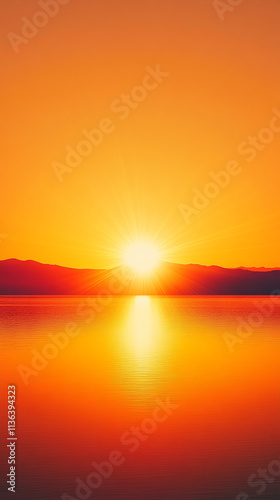 Orange-yellow sunset gradient with gentle light rays, capturing the essence of a peaceful, warm horizon