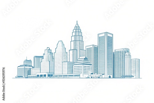 Cityscape building line art Austin skyline city illustration