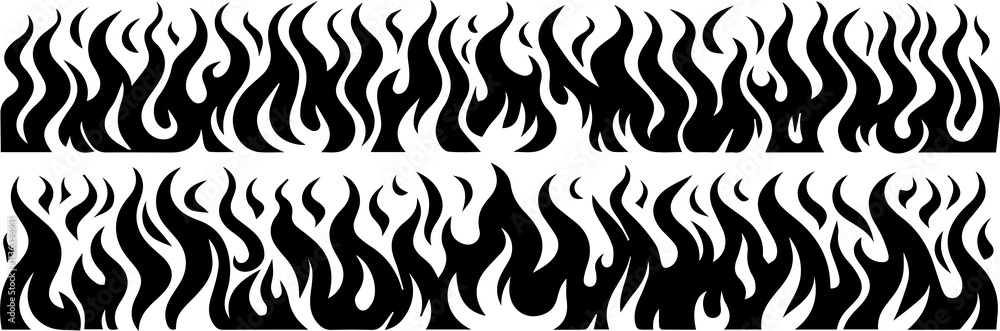 Vector set of flame, fire clipart