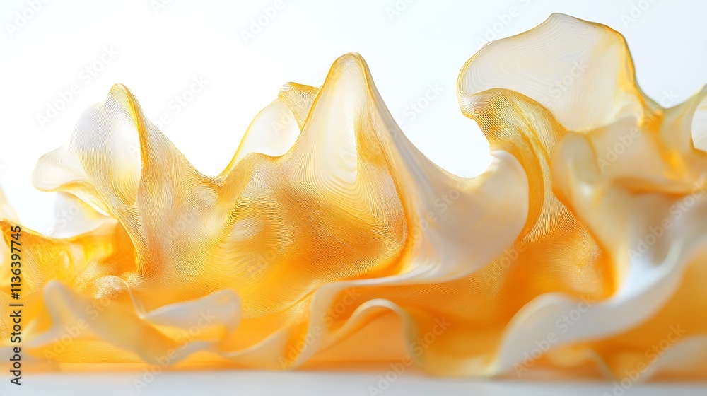 Abstract golden waves blending into a white backdrop Abstract golden waves blending into a white backdrop