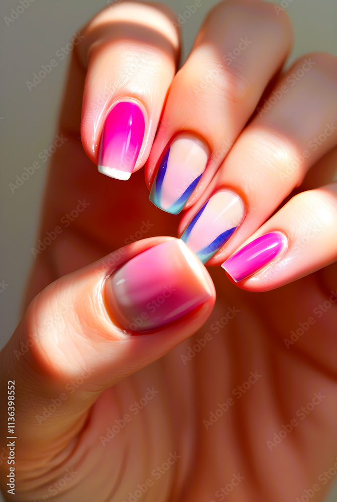 Colorful Nail Art with Ombre and French Tip Colorful Nail Art with Ombre and French Tip