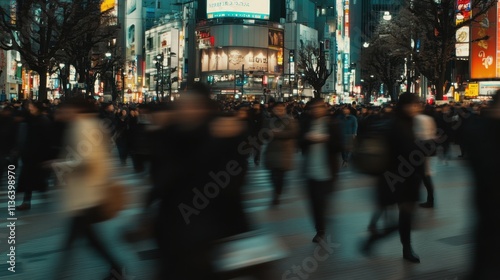 Wallpaper Mural People in traffic in a big city amidst buildings and urban infrastructure Torontodigital.ca
