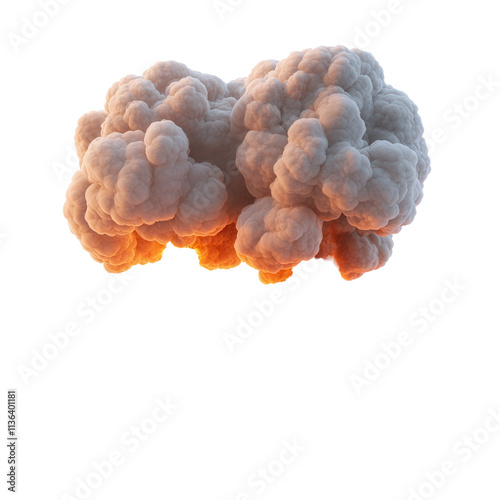 Nuclear Explosions Depicted with Towering Mushroom Clouds, Isolated on Pristine White Background, Evoking Chaos and Destruction photo