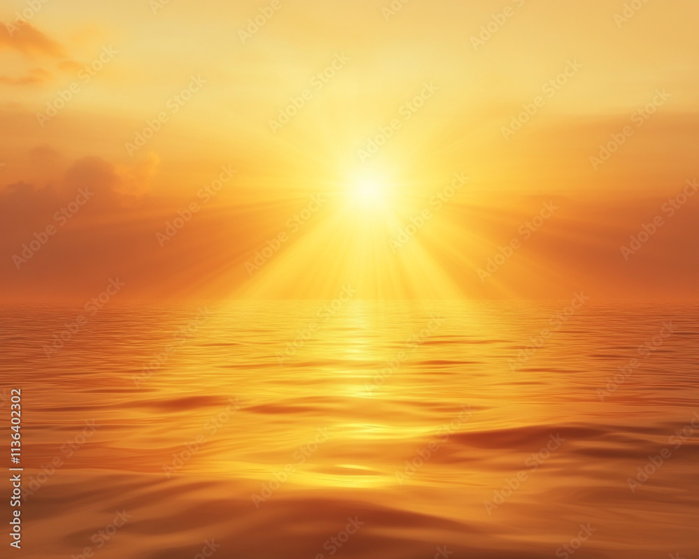 Obraz premium Softly blended yellow and orange sunset gradient with light rays, creating a warm and inviting atmosphere