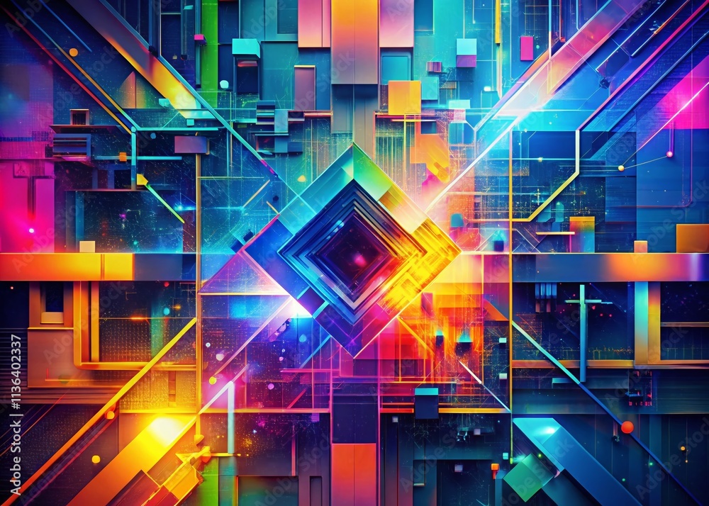 404 Error Abstract Art: Panoramic Digital Glitch, Vibrant Geometric Design, AI Generated 404 Error Abstract Art: Panoramic Digital Glitch, Vibrant Geometric Design, AI Generated