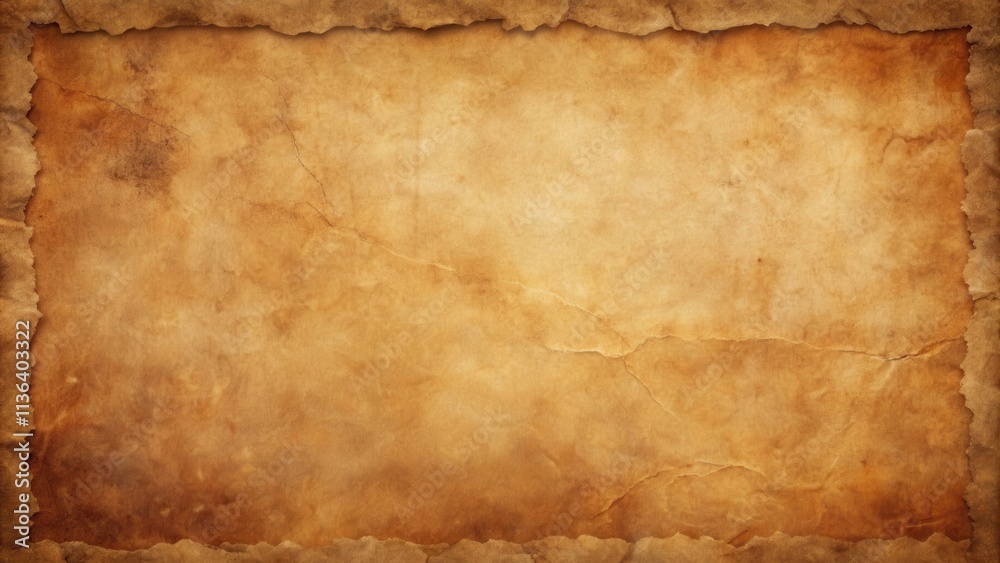 Aged parchment paper background with textured edges and cracks Aged parchment paper background with textured edges and cracks