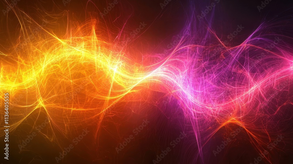 Fototapeta premium Vibrant Abstract Waves of Orange and Pink Light with Ethereal Textures and Motion Effects