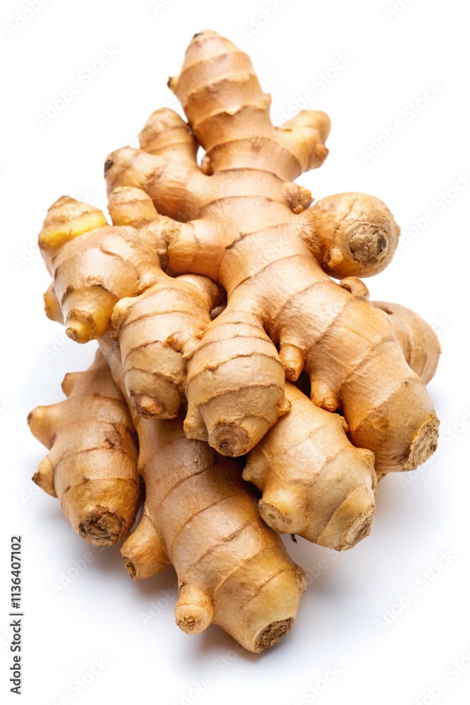 Aromatic ginger on isolated white background for your food needs. Aromatic ginger on isolated white background for your food needs.