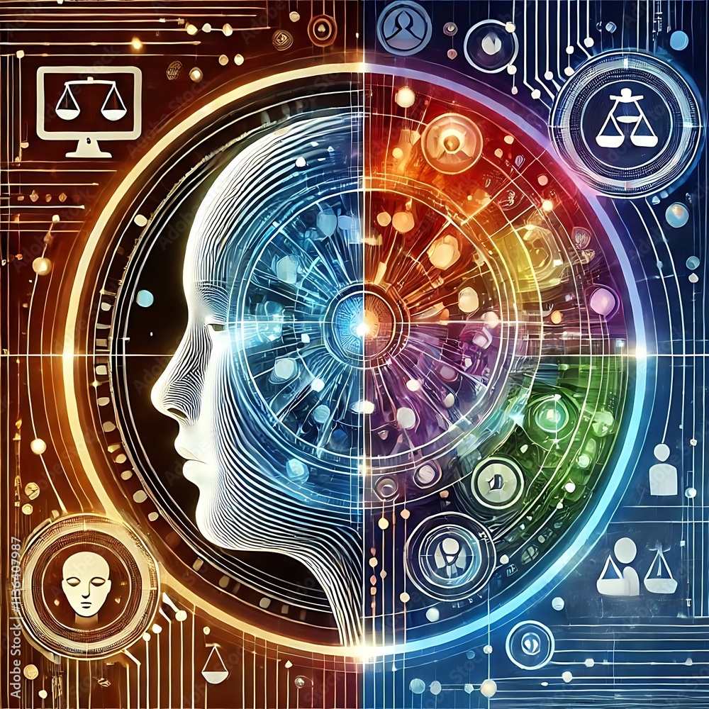 Fototapeta premium Ethical AI Concept with Human Oversight for Fairness and Transparency