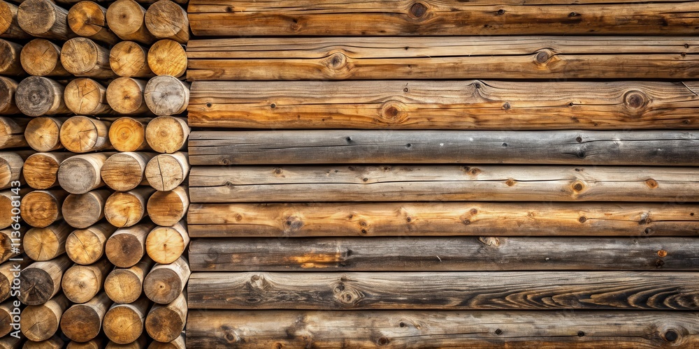 Rustic Wooden Wall Texture Stacked Logs and Horizontal Planks Rustic Wooden Wall Texture Stacked Logs and Horizontal Planks