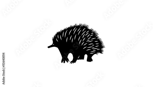 Echidna emblem, black isolated silhouette
