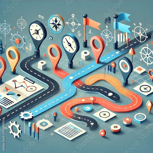 Regulatory Pathways Map, Abstract Checkpoints, Compliance Chart, Modern Design	