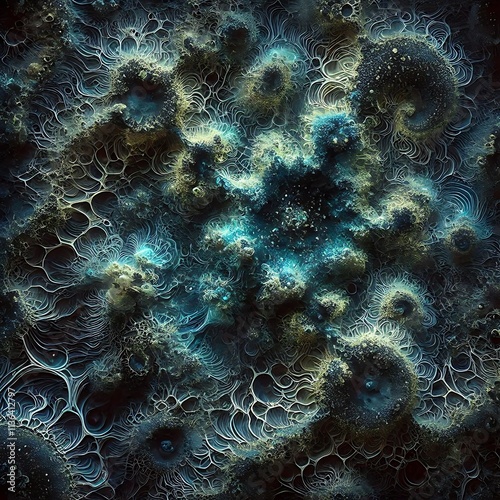 Wallpaper Mural Bioluminescent Deep Sea Organism Inspired Abstract Texture Dark Palette	 Torontodigital.ca