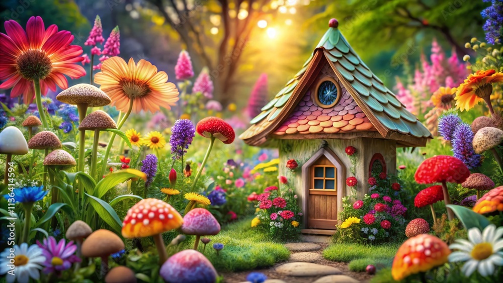 Fototapeta premium Adult Fairy House Coloring Pages: Magical Architectural Designs, Intricate Line Art, Fantasy Homes, Printable Coloring Book