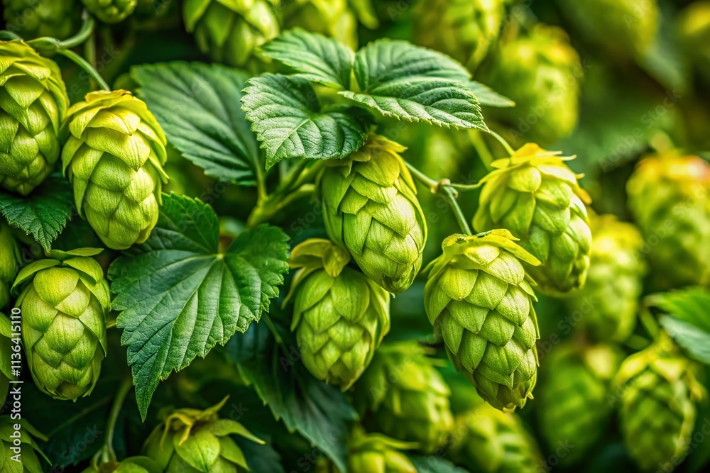 Aerial Close-Up: Organic Hop Flowers for Craft Beer Brewing - High-Resolution Image Aerial Close-Up: Organic Hop Flowers for Craft Beer Brewing - High-Resolution Image
