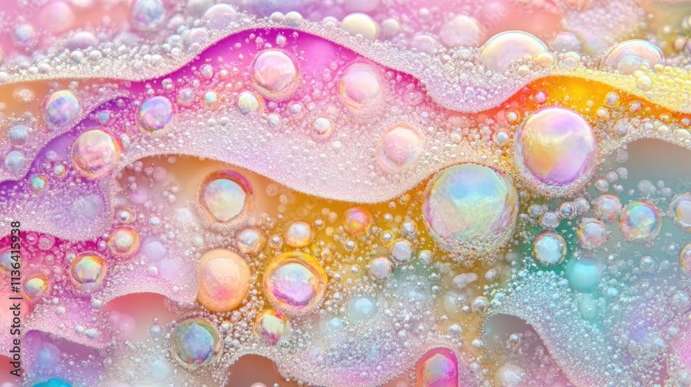 Colorful Soap Bubbles with Soft Waves and Luminous Reflections Colorful Soap Bubbles with Soft Waves and Luminous Reflections