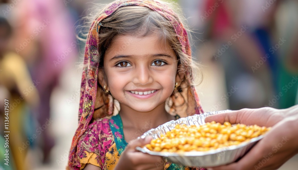 A smiling volunteer offers nutritious food to a child in a relief camp, showcasing the heartwarming act of giving and collaboration in humanitarian efforts This powerful image captures the essence of A smiling volunteer offers nutritious food to a child in a relief camp, showcasing the heartwarming act of giving and collaboration in humanitarian efforts This powerful image captures the essence of