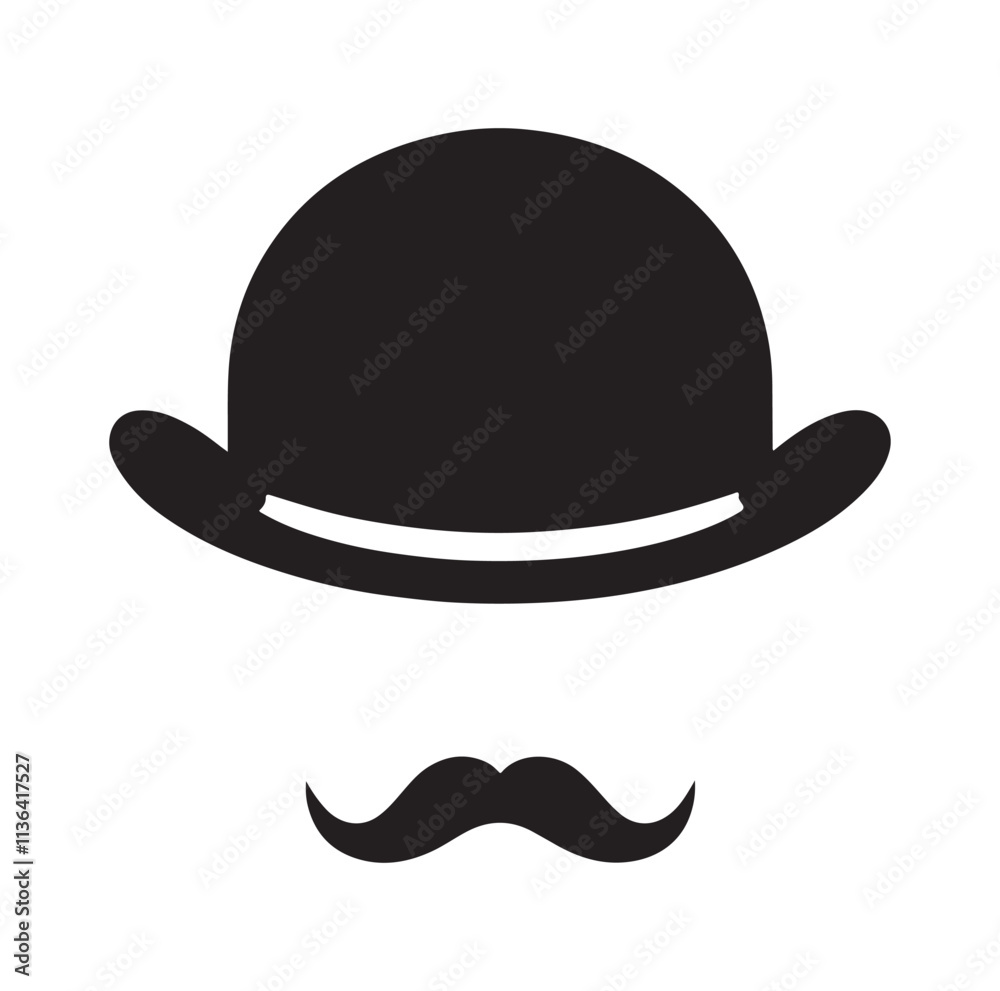 Bowler Hat Face silhouette vector illustration Bowler Hat Face silhouette vector illustration