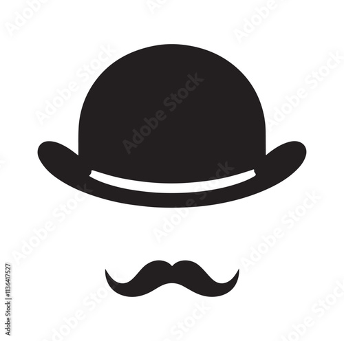 Bowler Hat Face silhouette vector illustration