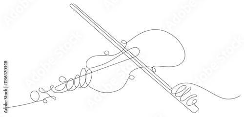 Hands playing violin, Violin player. Violinist playing violin hands bow vector line