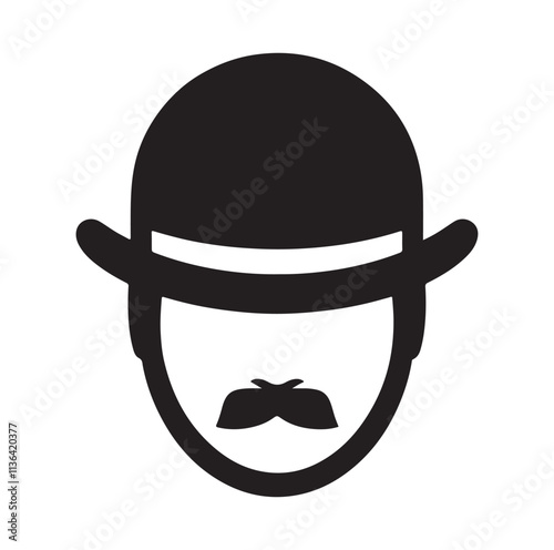 Bowler Hat Face silhouette vector illustration