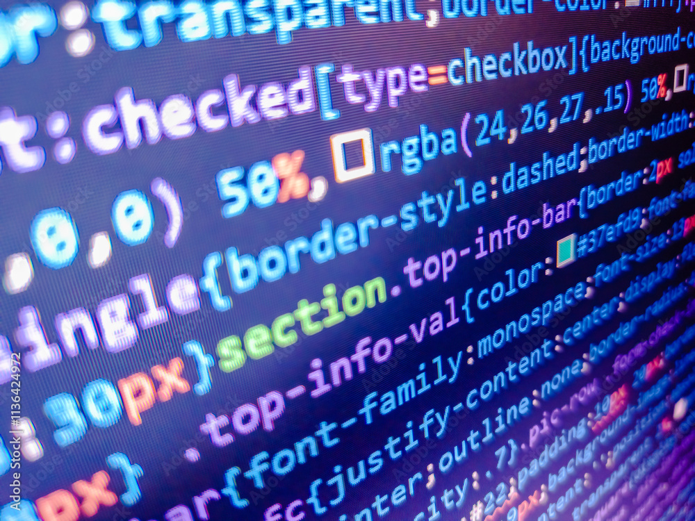 © Maciej - Blue software developer. Computer virus concept. Remote work search. Computer code on laptop web developing. Departure board. Website codes on monitor. Background to programmers job offer. © Maciej - Blue software developer. Computer virus concept. Remote work search. Computer code on laptop web developing. Departure board. Website codes on monitor. Background to programmers job offer.