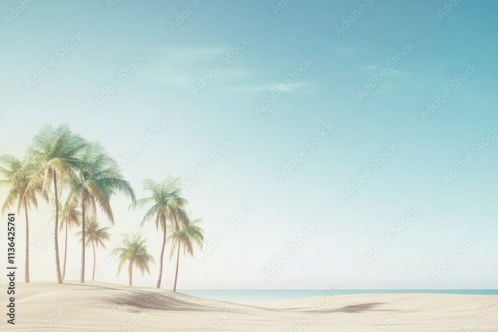 Beautiful sandy beach with palm trees and blue sky. Beautiful sandy beach with palm trees and blue sky.