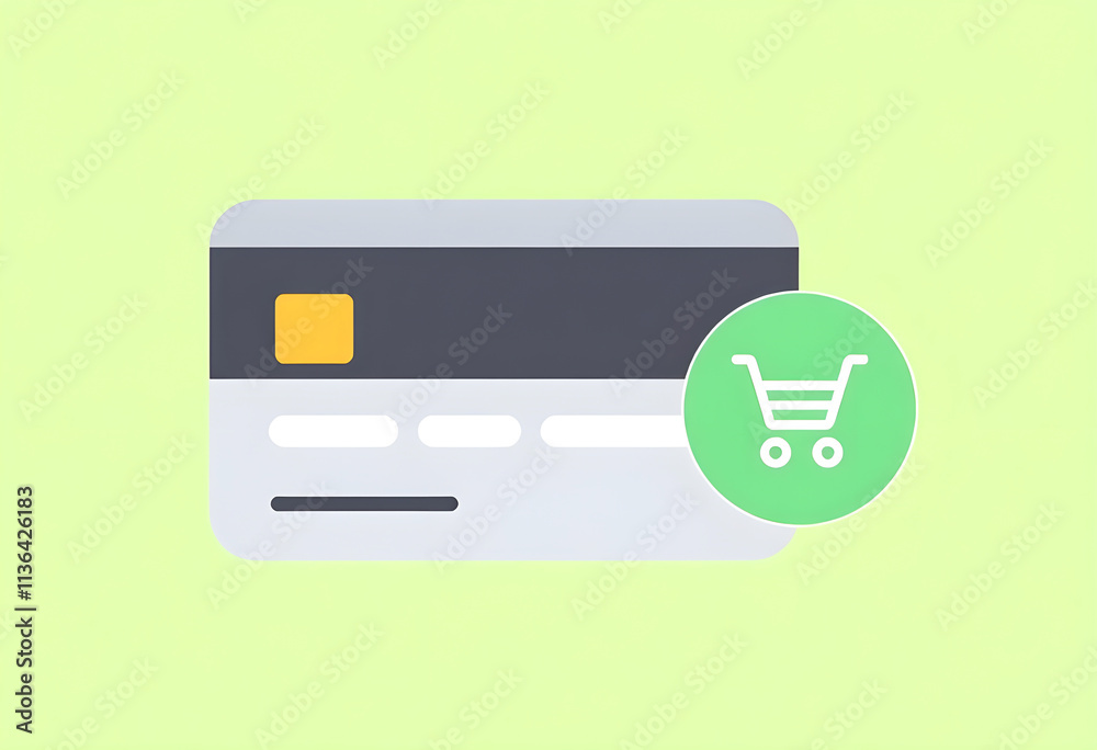 credit card with a shopping cart symbol in the corner credit card with a shopping cart symbol in the corner