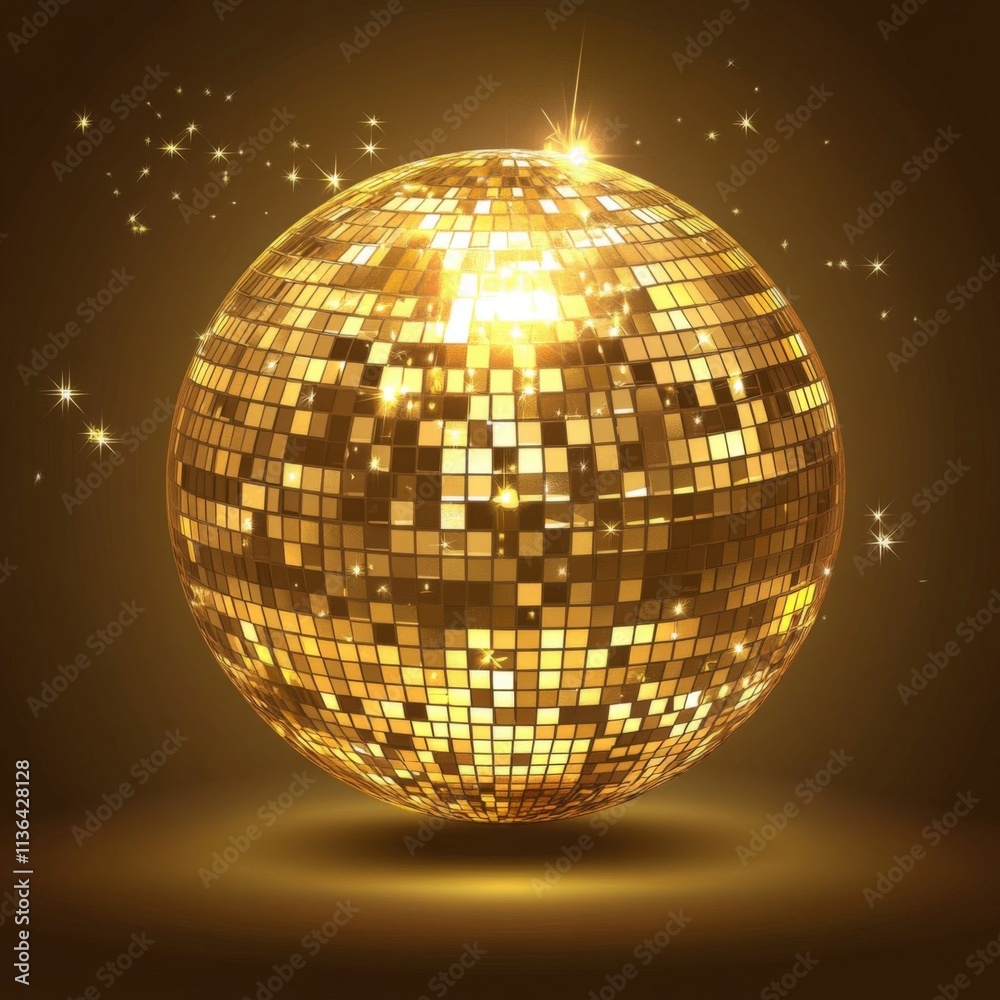 Obraz premium Glittering Golden Disco Ball with Radiant Sparkles