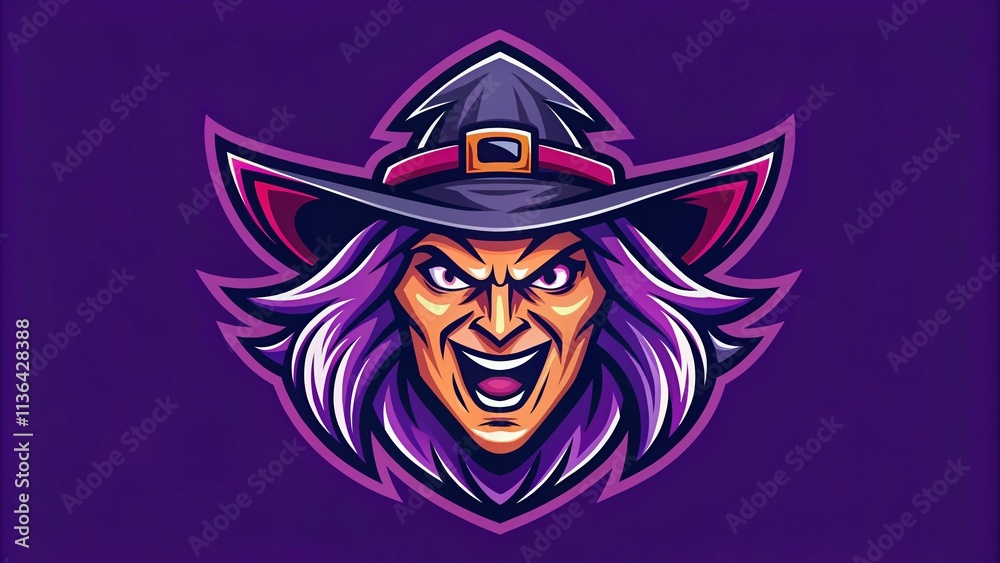 Fototapeta premium Angry Witch Mascot Logo Design: Modern Illustration for Esports & Sport Teams