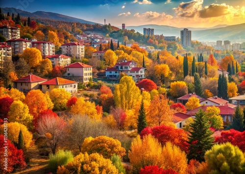 Ankara Dikmen Valley Autumn Scenery, Colorful Trees, Vintage Photography, Panoramic View, Nature, Landscape photo