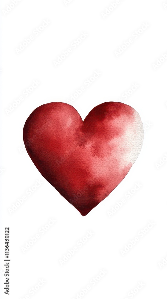 Fototapeta premium A beautiful watercolor heart symbolizing love and compassion in vibrant red tones.