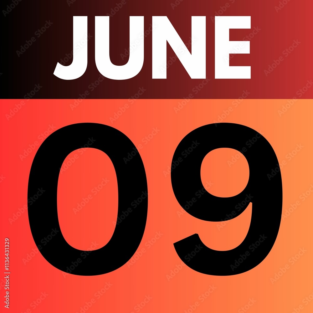 June 9 . gradient Style calendar .date ,day, month , the month of June June 9 . gradient Style calendar .date ,day, month , the month of June