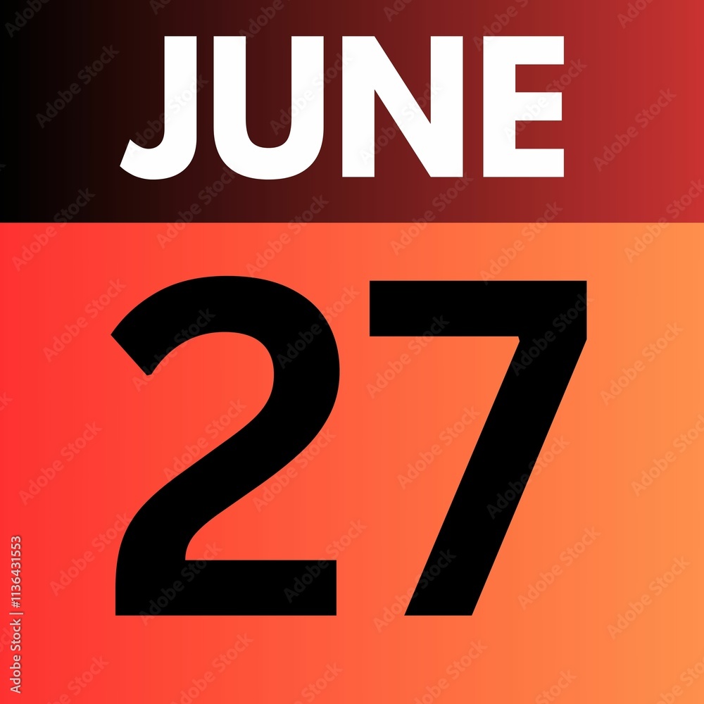 June 27 . gradient Style calendar .date ,day, month , the month of June June 27 . gradient Style calendar .date ,day, month , the month of June