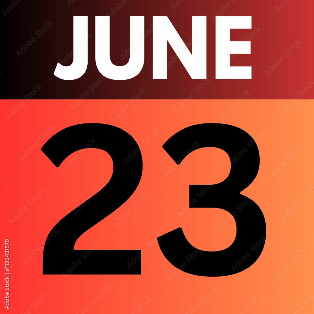 June 23 . gradient Style calendar .date ,day, month , the month of June June 23 . gradient Style calendar .date ,day, month , the month of June
