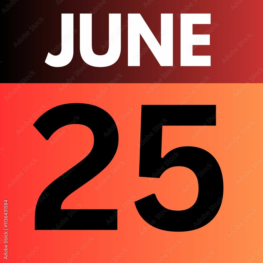 June 25 . gradient Style calendar .date ,day, month , the month of June June 25 . gradient Style calendar .date ,day, month , the month of June
