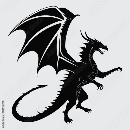 Dragon  image silhouette vector art and illustration