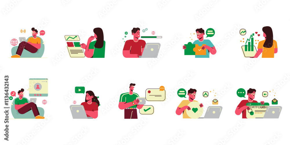 Naklejka premium Busines Network People Set