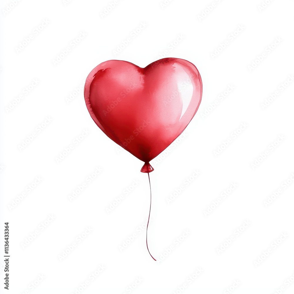 A vibrant red heart-shaped balloon floating against a white background. A vibrant red heart-shaped balloon floating against a white background.