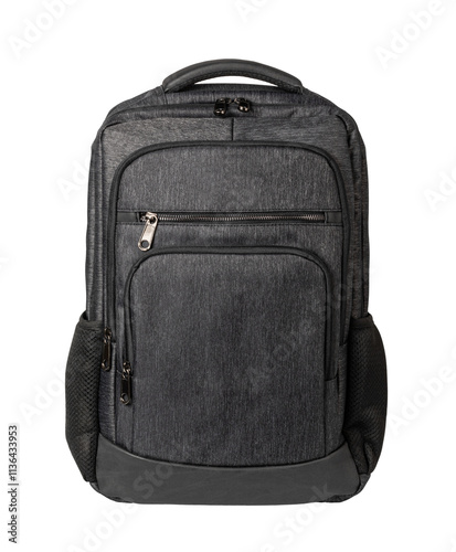 textile backpack on transparent background. png file