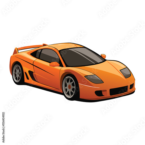 High Quality Sports Car Vector Illustration Design On Clean White Background