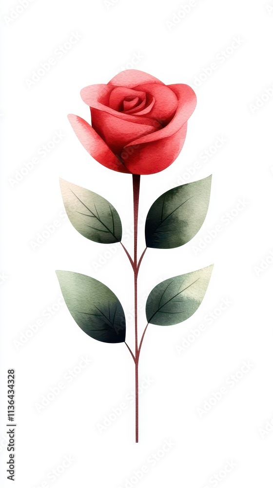 Obraz premium Beautiful red rose on a minimalistic background, symbolizing love and passion.