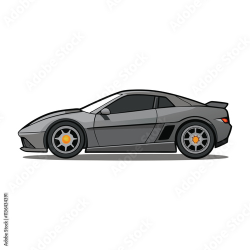 High Quality Sports Car Vector Illustration Design On Clean White Background