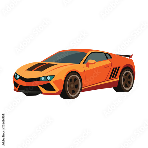 High Quality Sports Car Vector Illustration Design On Clean White Background