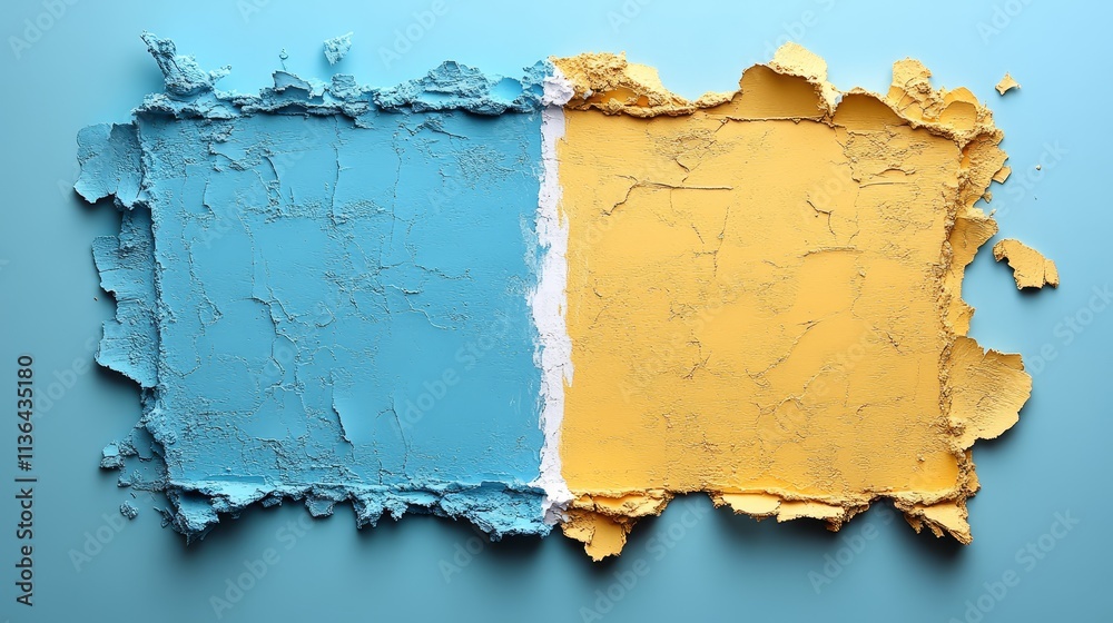 Obraz premium Abstract background with torn paper edges and vibrant blue yellow color contrast design