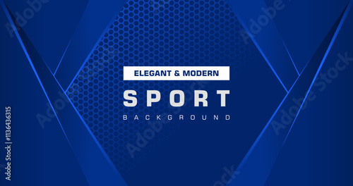 Abstract blue background with lines. Creative sport background. Blue background with metal element. Simple geometric background. 